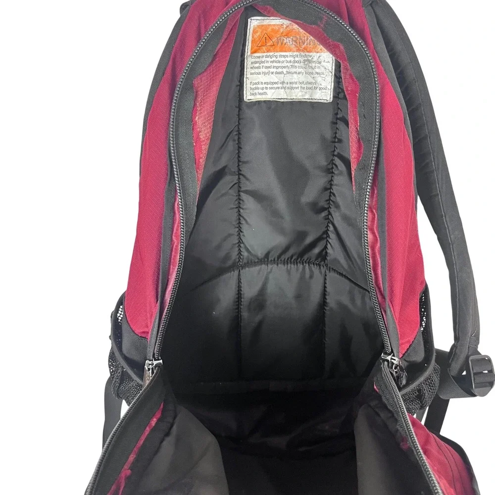 LL Bean Deluxe Book Pack Backpack Red Black Reflective School Hiking Bag